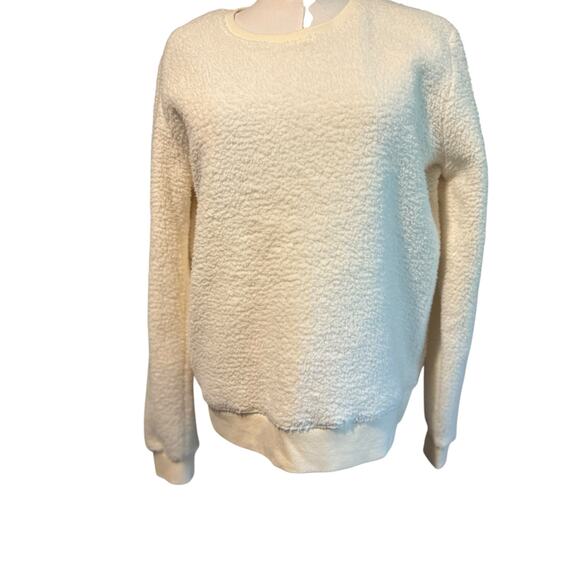 Lucky Brand Cream Fleece Sherpa Top NWT SZ Med Long Sleeves Minimalist Lagenlook - Picture 3 of 8